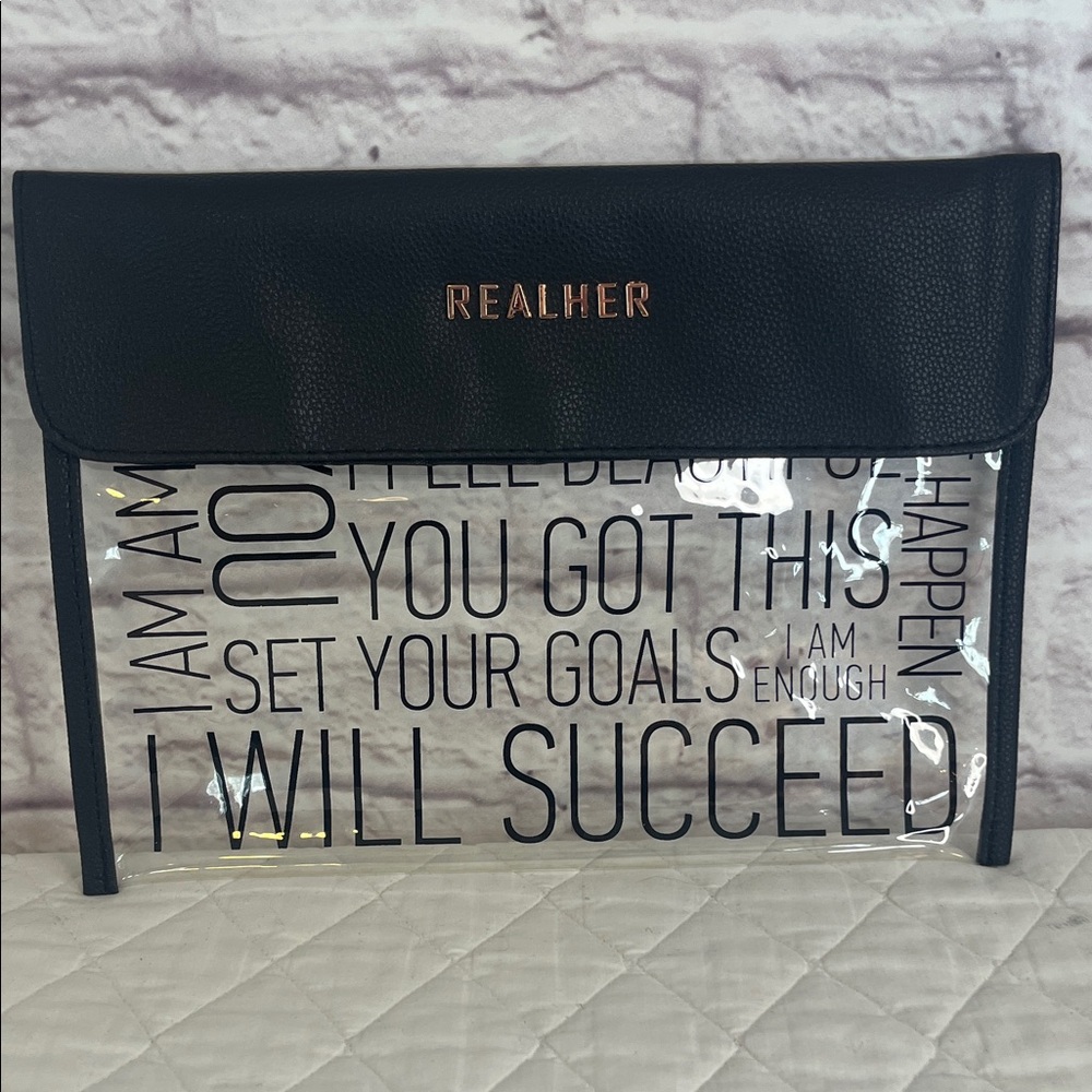 RealHer Black and Transparent Motivational Clutch